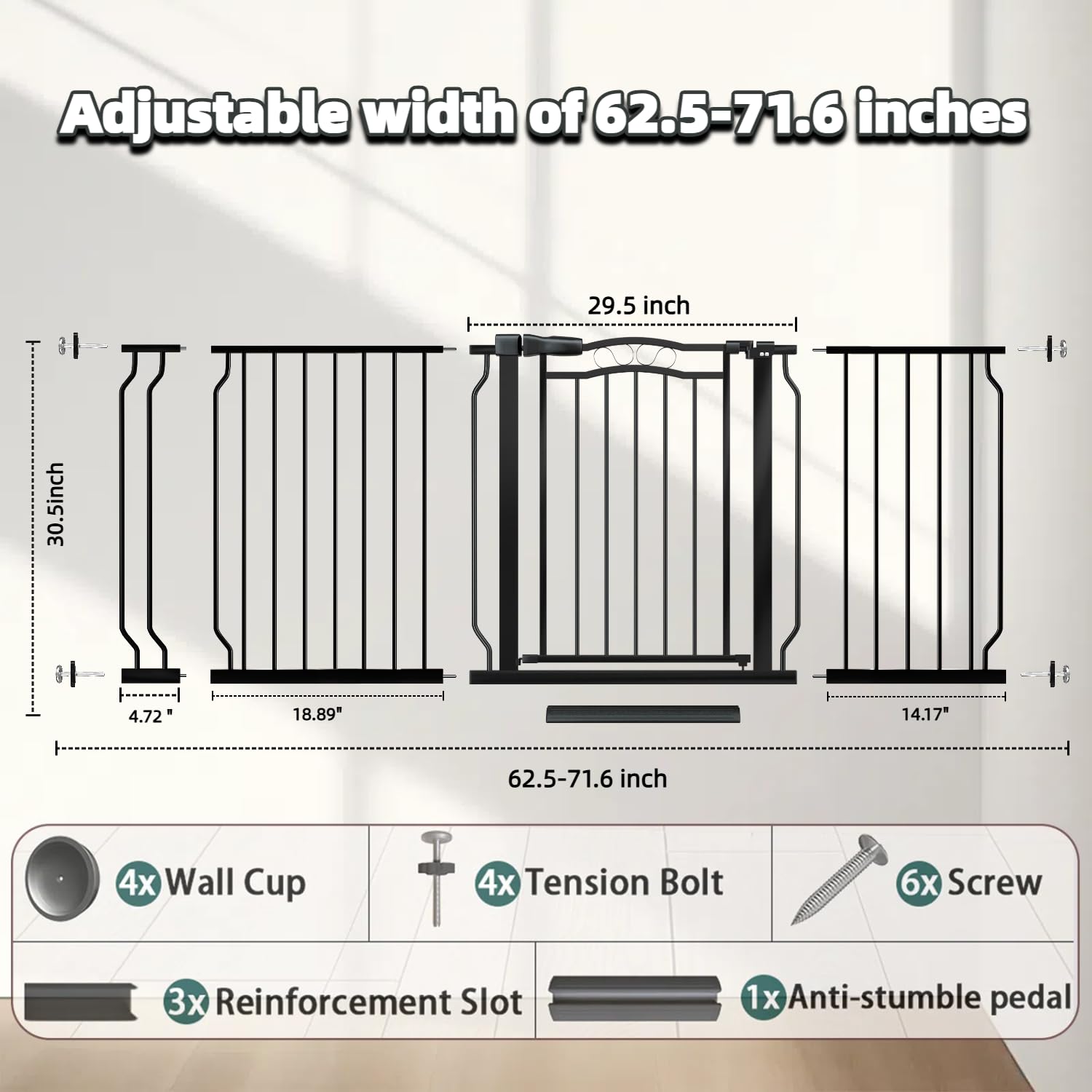 Mornyray gate dual safety lock allows one handed operation for quick access
