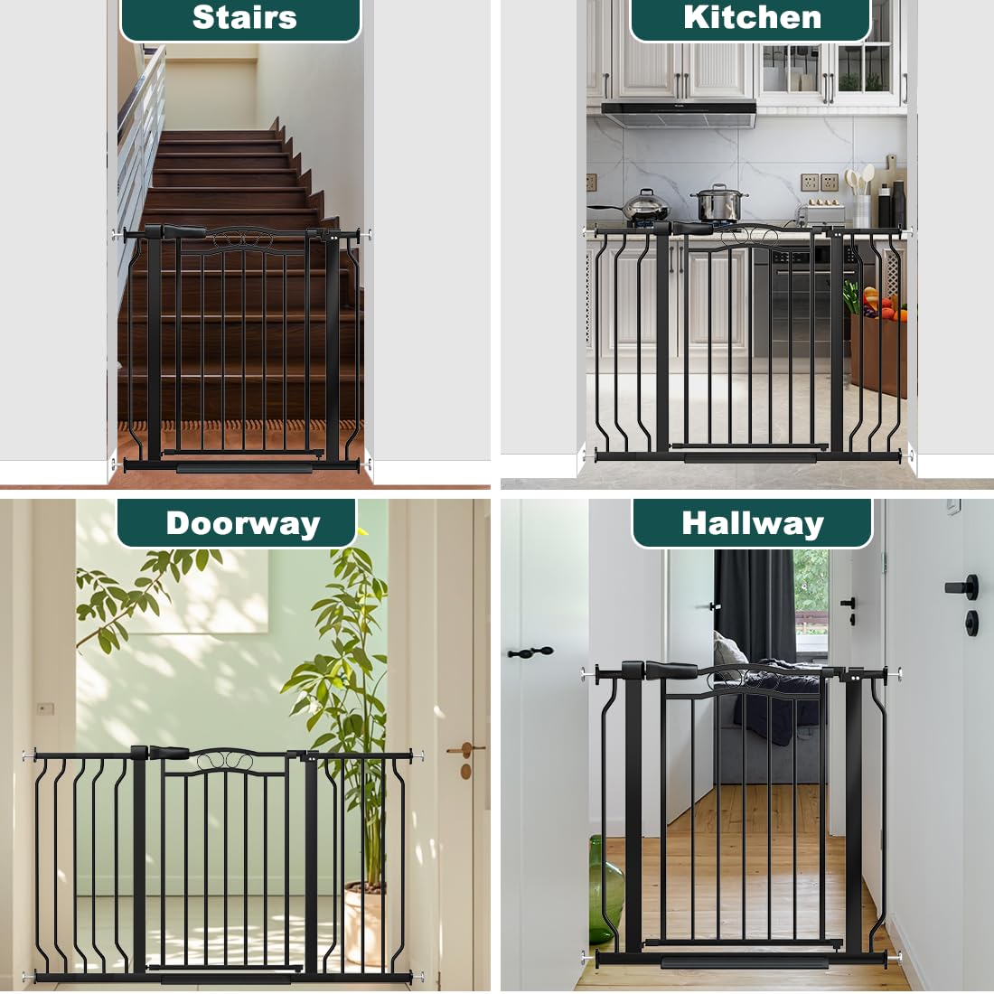 Mornyray gate fits stairs and hallway openings for versatility.