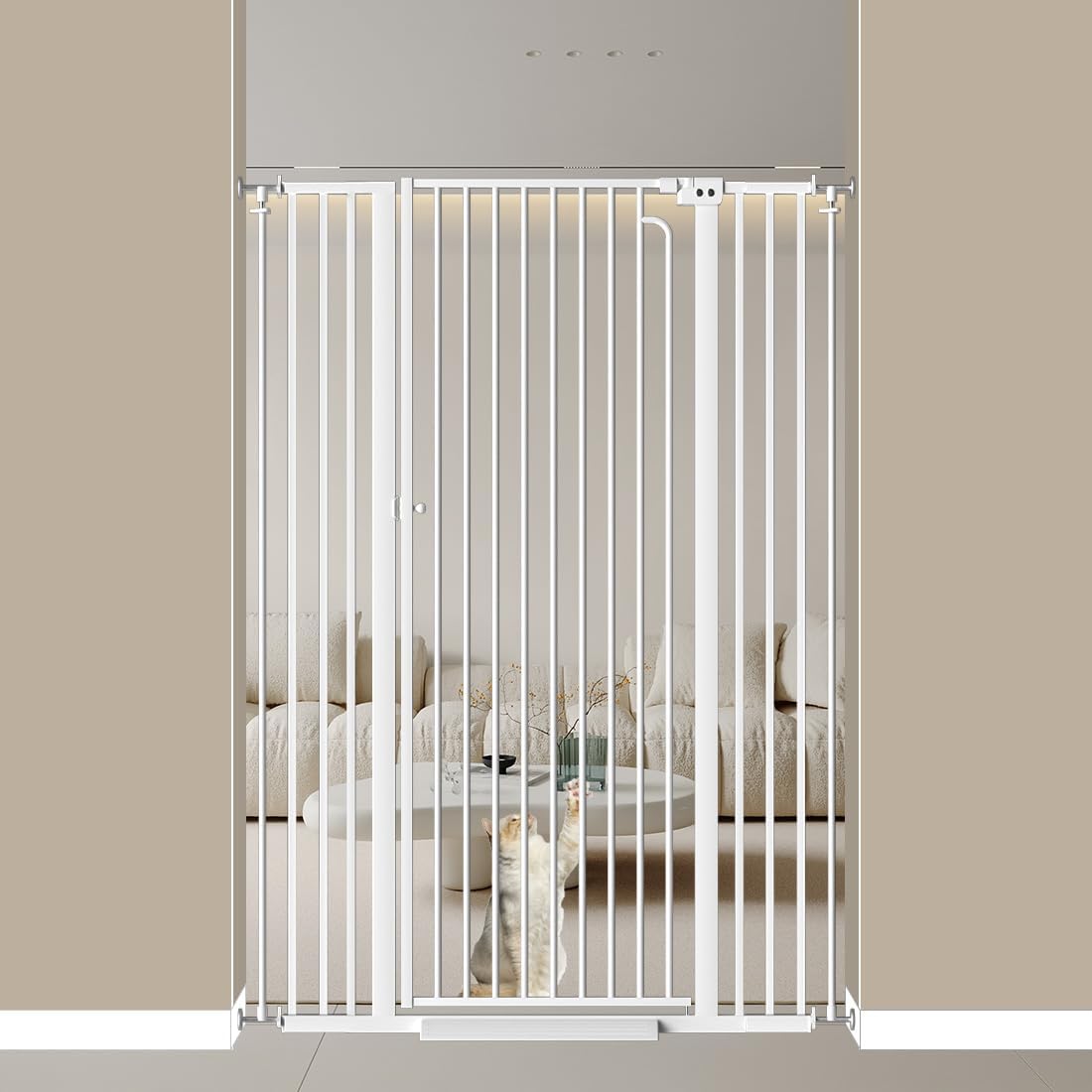 Mornyray white gate blends with home décor while separating pets.
