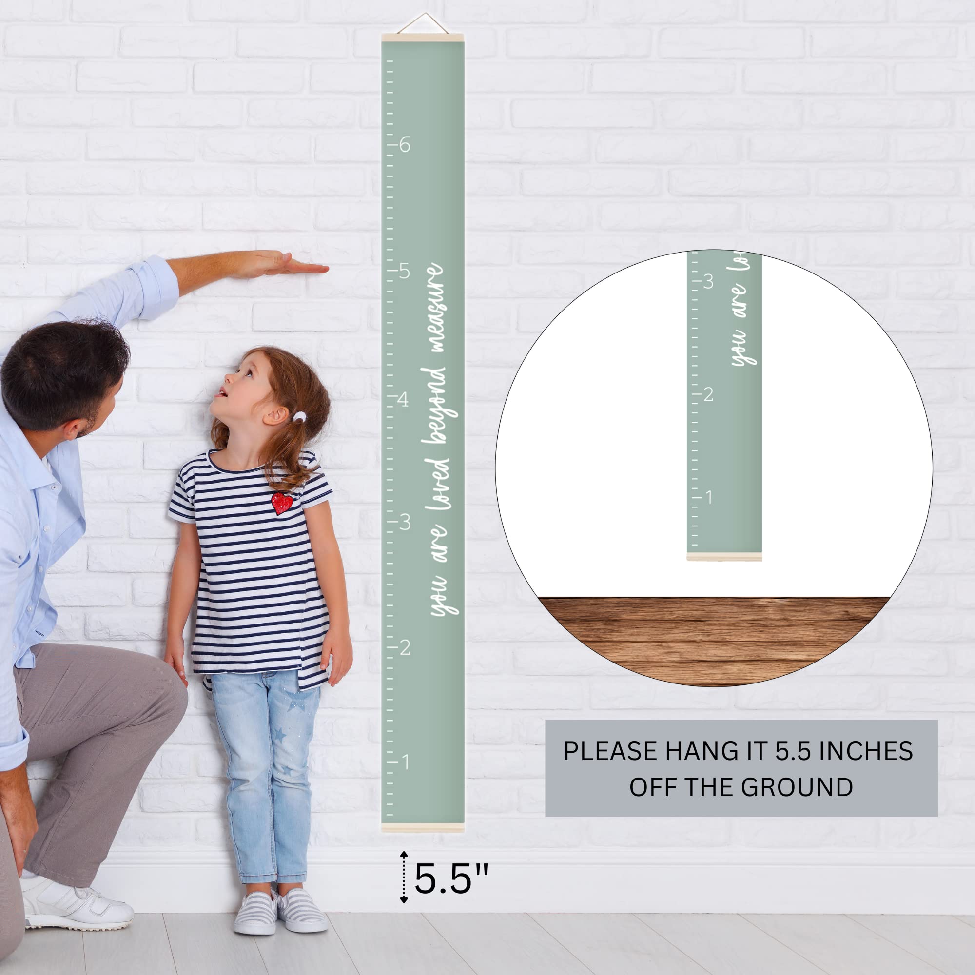 Morxy canvas growth chart detail Loved Beyond Measure in sage