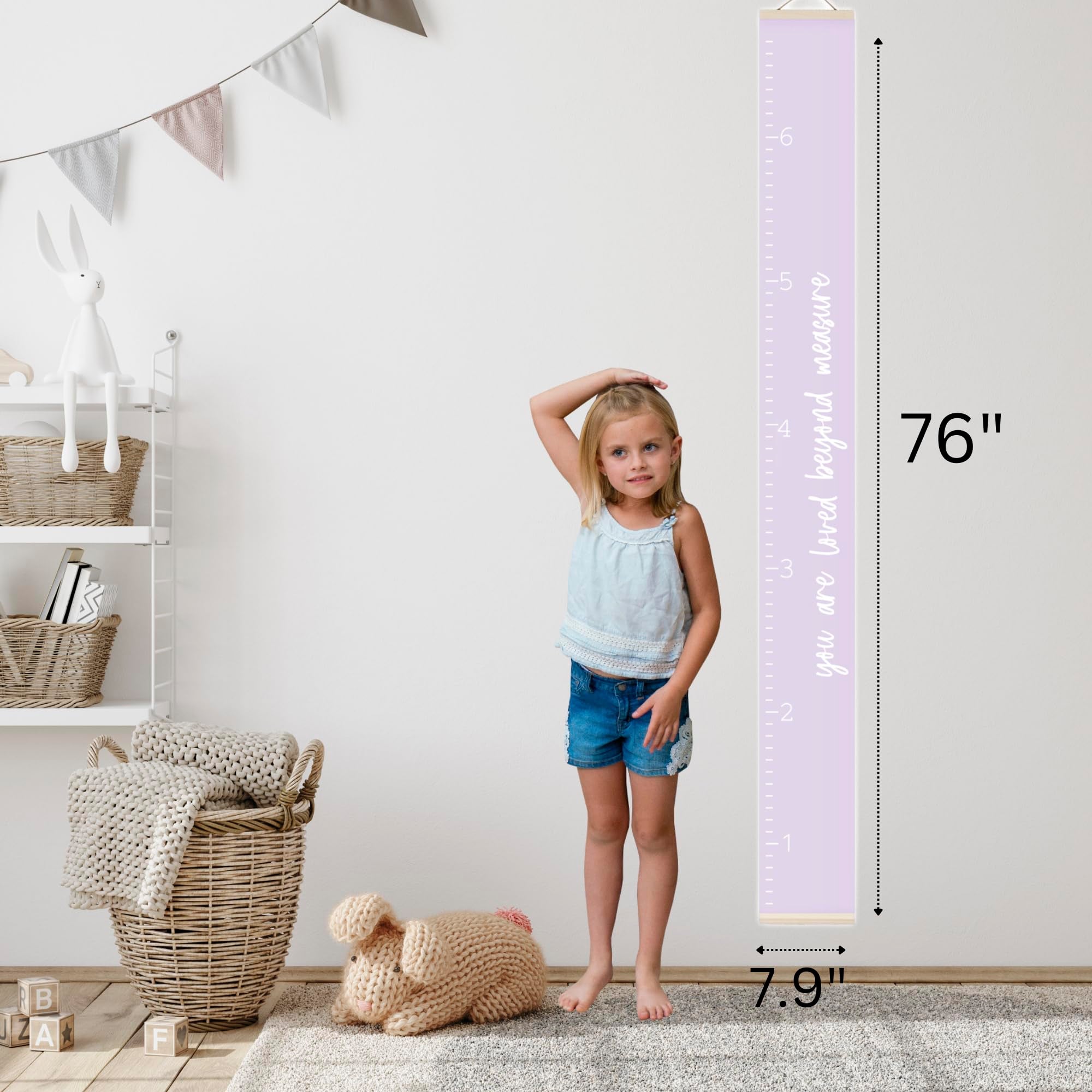Morxy purple growth chart, durable and reusable for nurseries and classrooms.