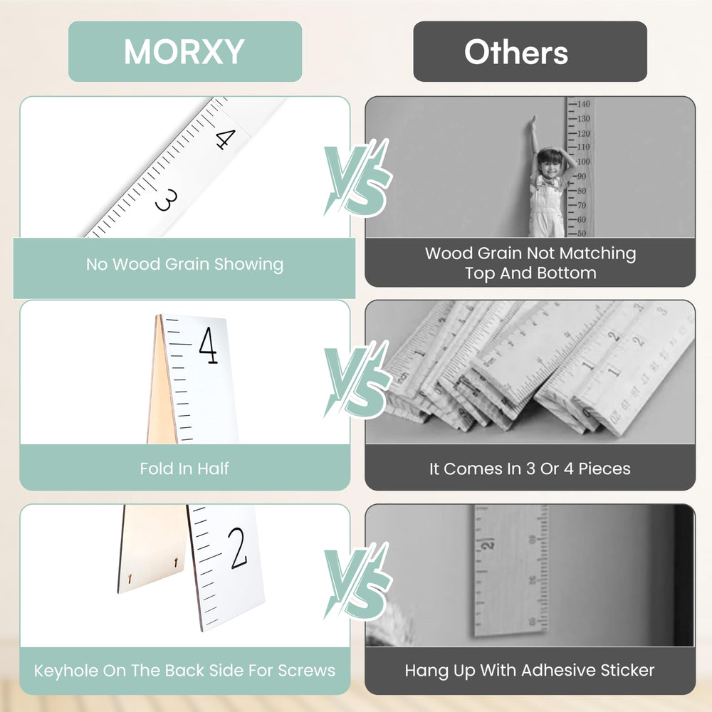 Morxy wooden height ruler adds minimalist nursery decor while measuring height