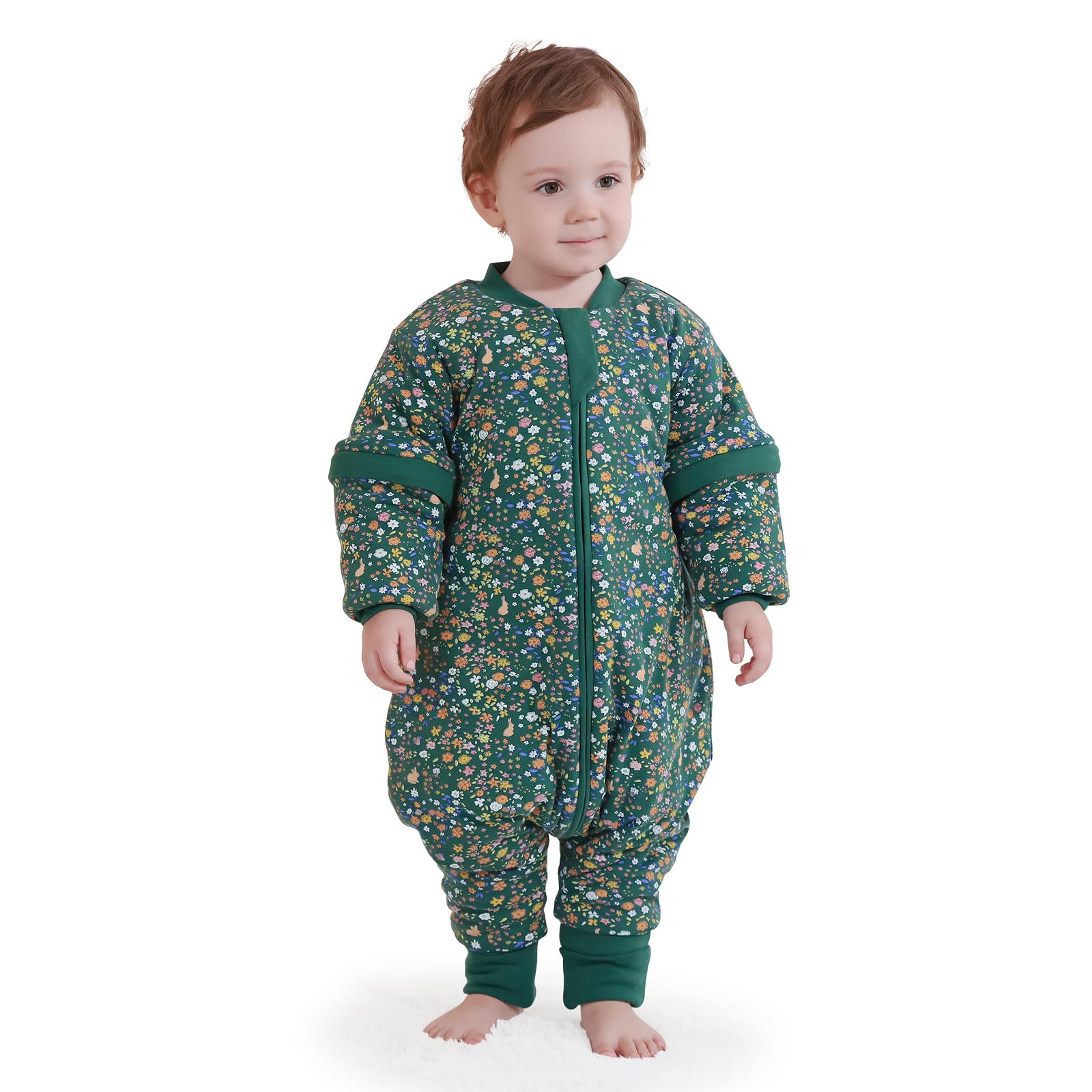 Mosebears baby sleep sack with legs in soft cotton outer for cozy sleep