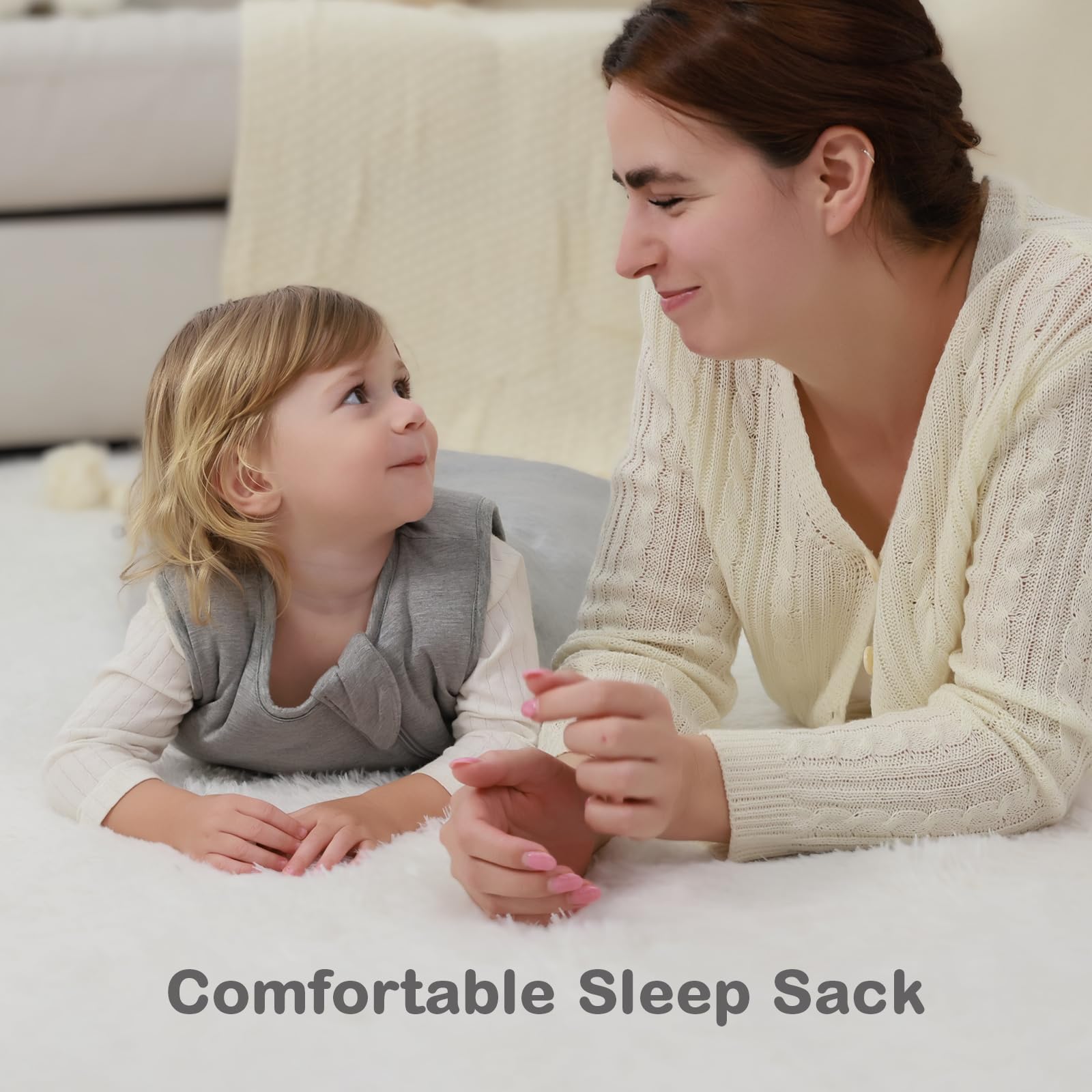 Mosebears bamboo wearable blanket side view highlights roomy sleep sack.