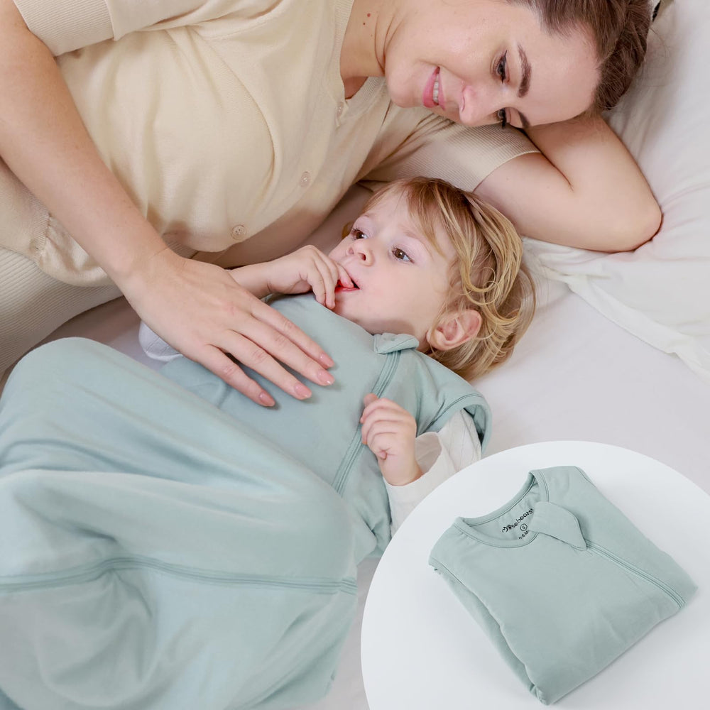 Mosebears sleep sack sage zipper detail for easy diaper changes