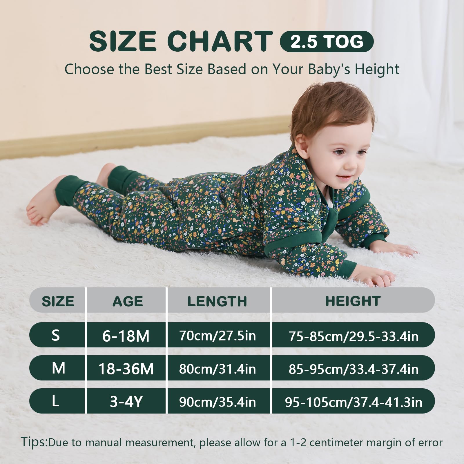 Mosebears size 18-36 months sleep sack fits 34-38 inches tall