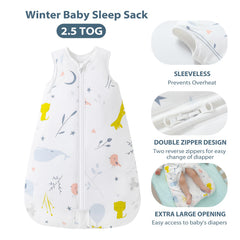 Mosebears Sleep Sack with 2-way zipper for easy diaper changes.