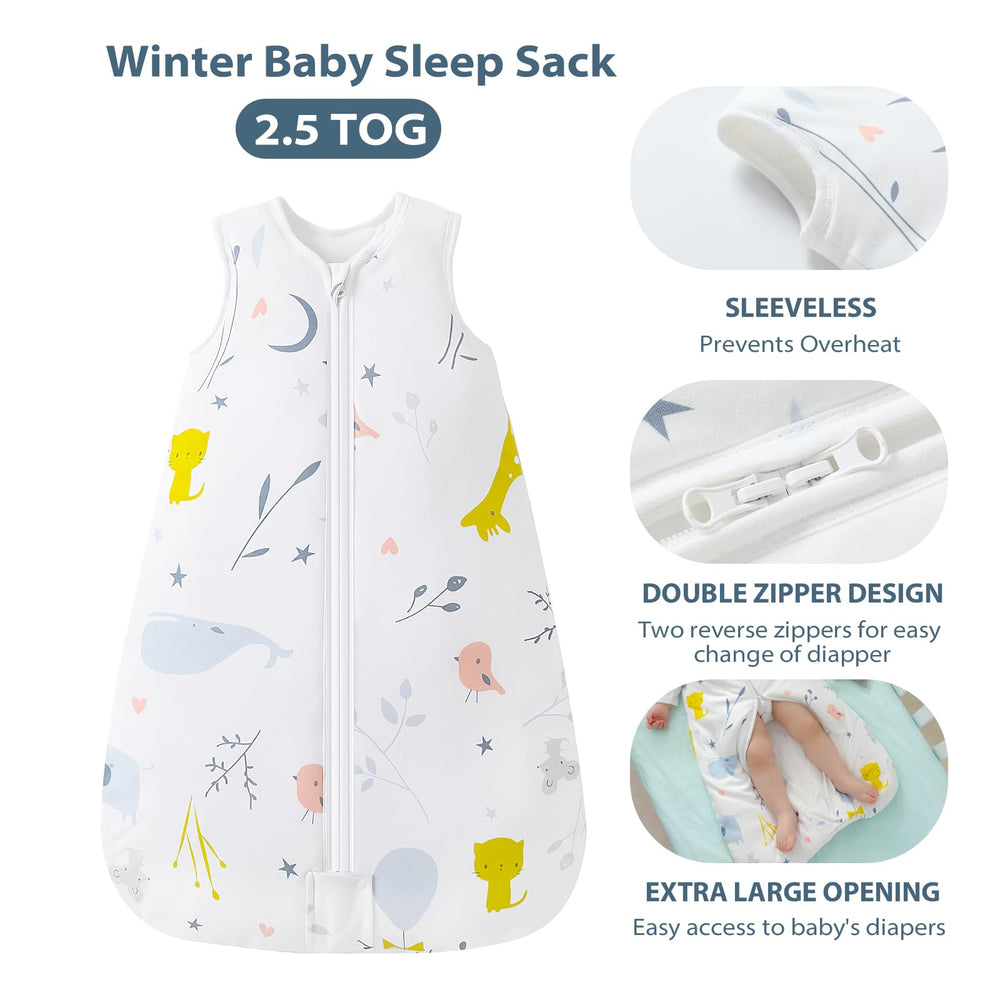 Mosebears Sleep Sack 2way-zipper enables easy dressing and diaper changes.