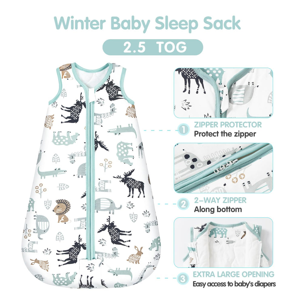 Mosebears sleep sack deer print back view, snug fit