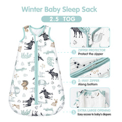 Mosebears sleep sack deer print back view, snug fit