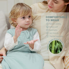 Mosebears sleep sack leg room, promotes free movement and growth with room to kick.