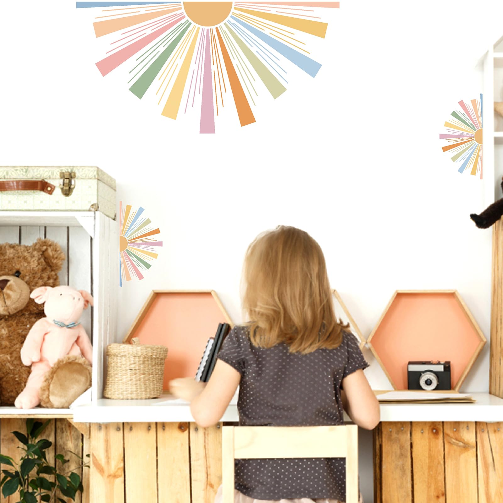 MOSITU boho rainbow sun sticker brightening a kids room
