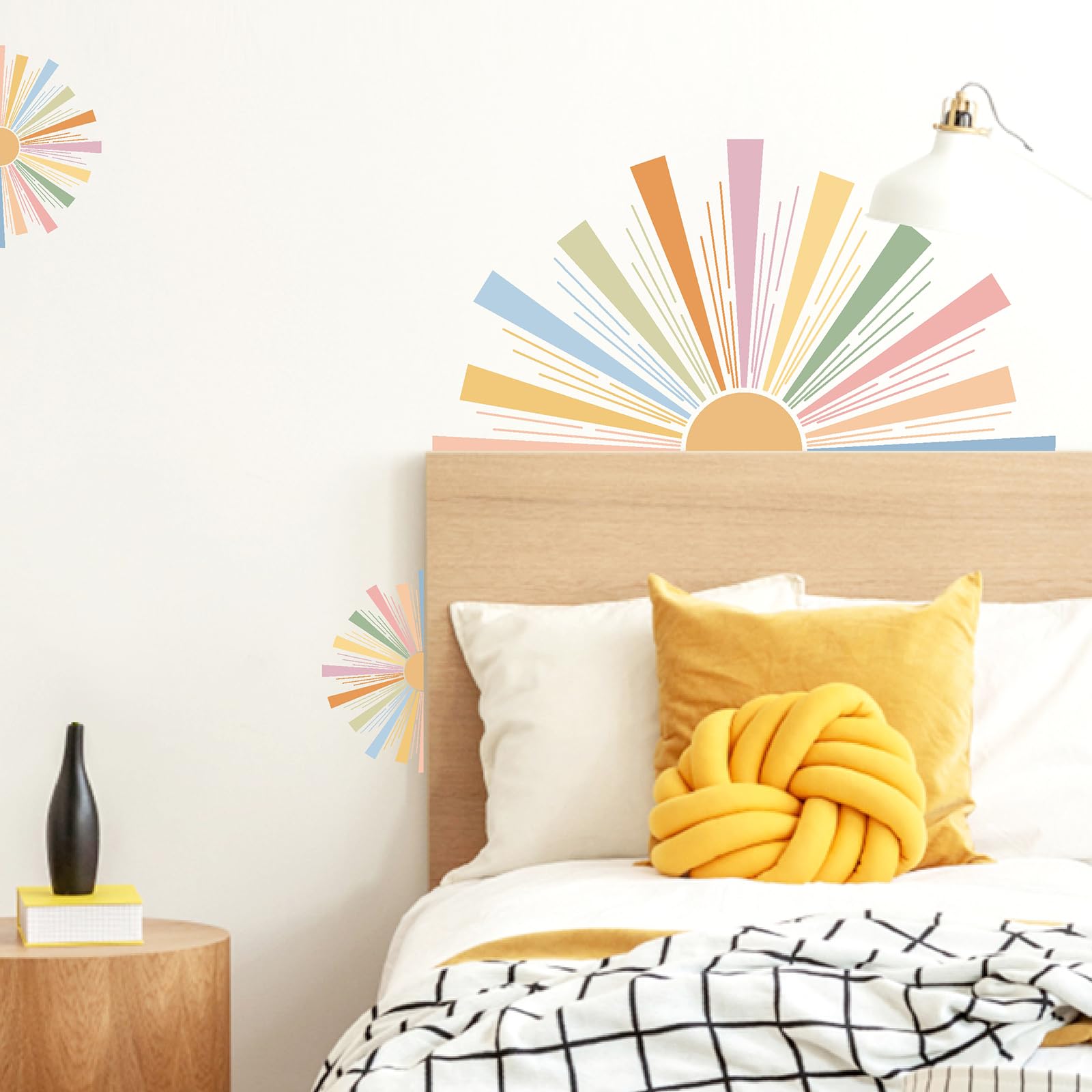 MOSITU large sun wall sticker creates a bold wall focal point