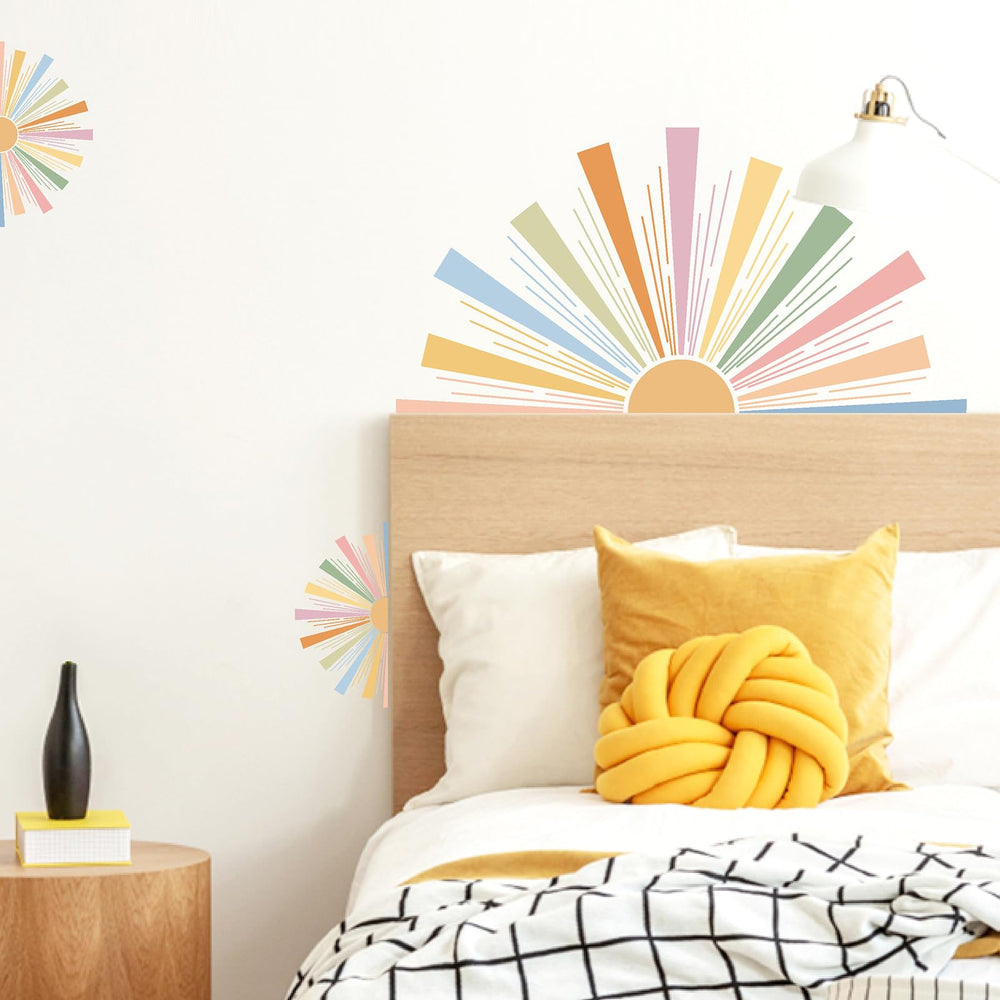 MOSITU large sun wall sticker creates a bold wall focal point