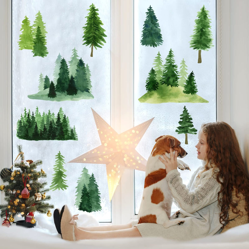 MOSITU pine tree wall decal sheet sized 40x90 cm for versatility.