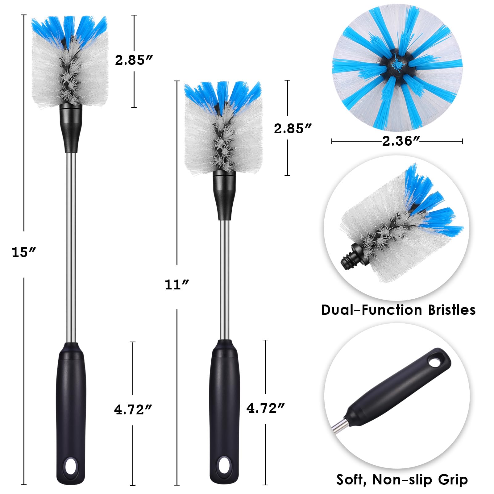 MOSOLAN TPR rubber handle provides non-slip, secure grip when wet.