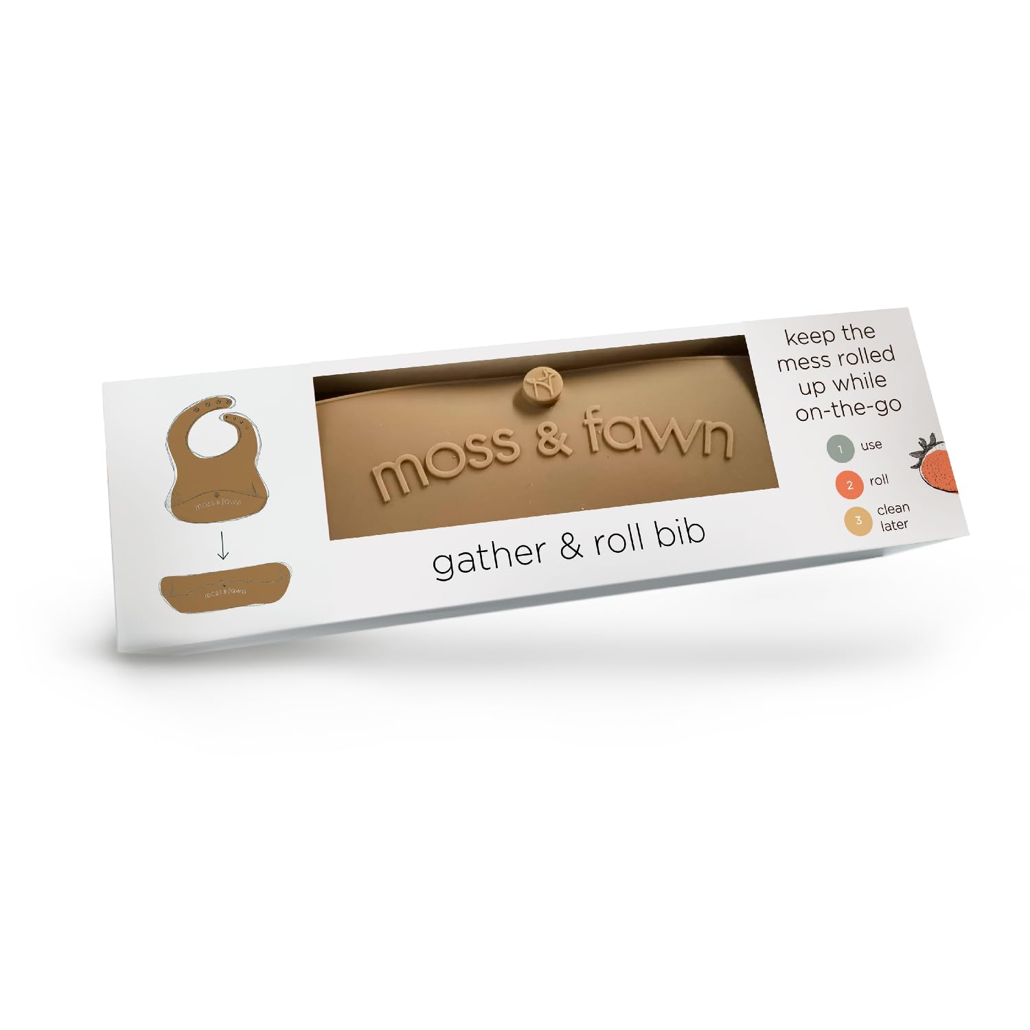Moss and Fawn Gather & Roll Bib soft silicone gentle on skin and easy to wipe