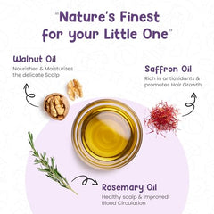 Mother Sparsh Baby Hair Oil application for champi massage on baby scalp.