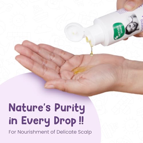 Mother Sparsh Baby Hair Oil ingredients include almond, coconut, and sesame.