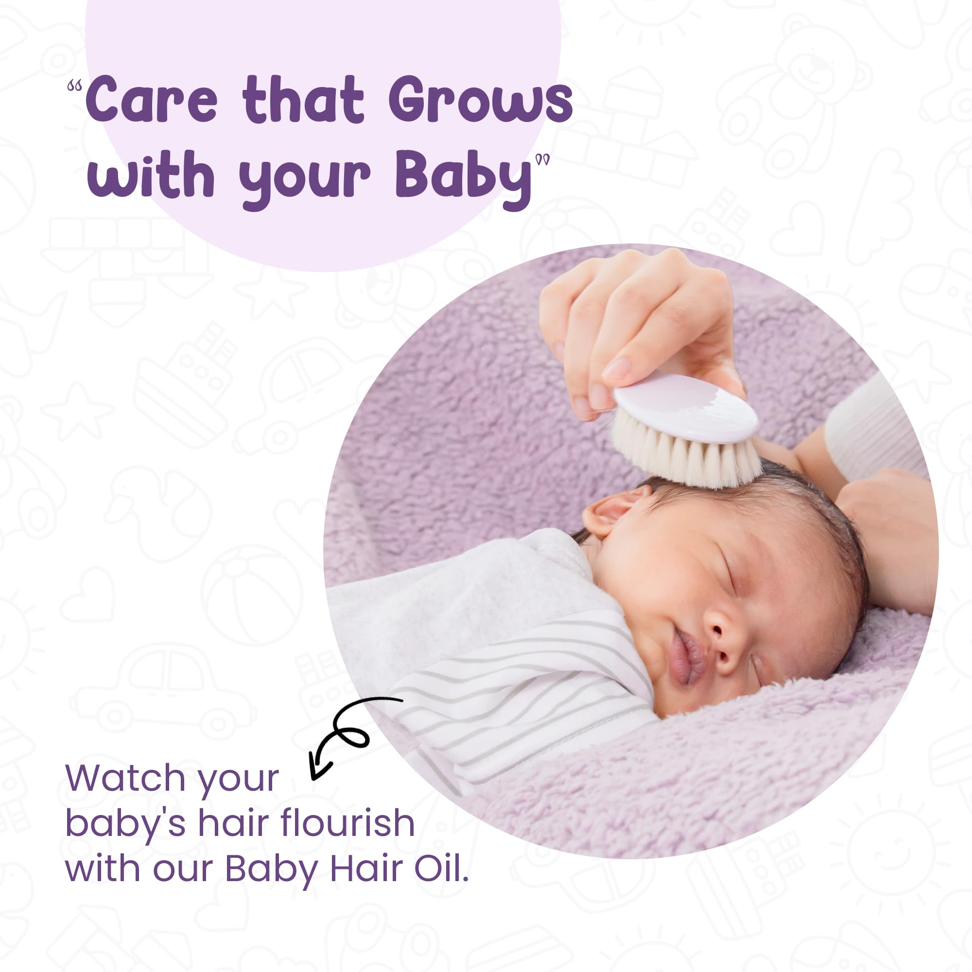 Mother Sparsh Baby Hair Oil nourishes baby's scalp for healthy feel.