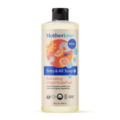 Motherlove Baby & All Soap foaming pump for easy baby bath and daily cleaning.