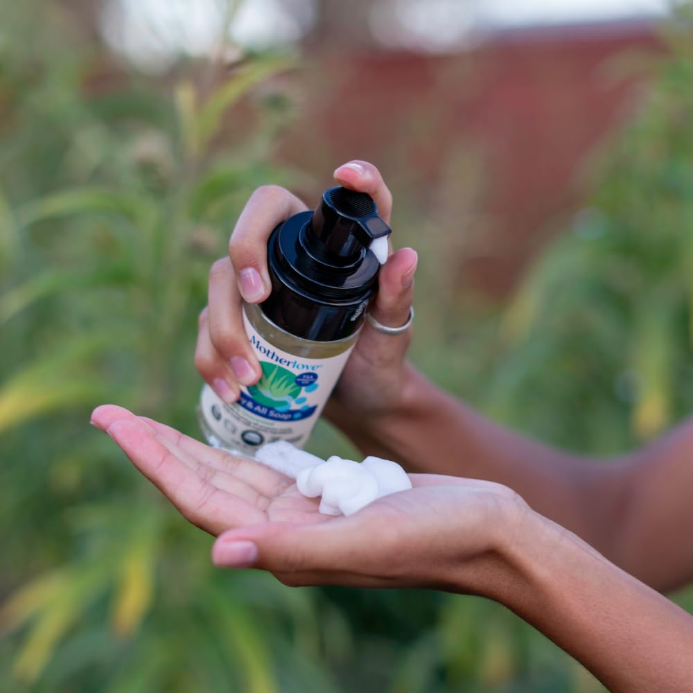 Certified organic and cruelty-free labels on Motherlove Baby & All Soap.