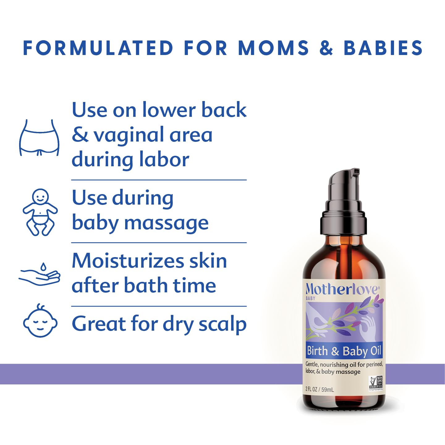 Label close-up highlighting organic lavender and clean ingredients from Motherlove