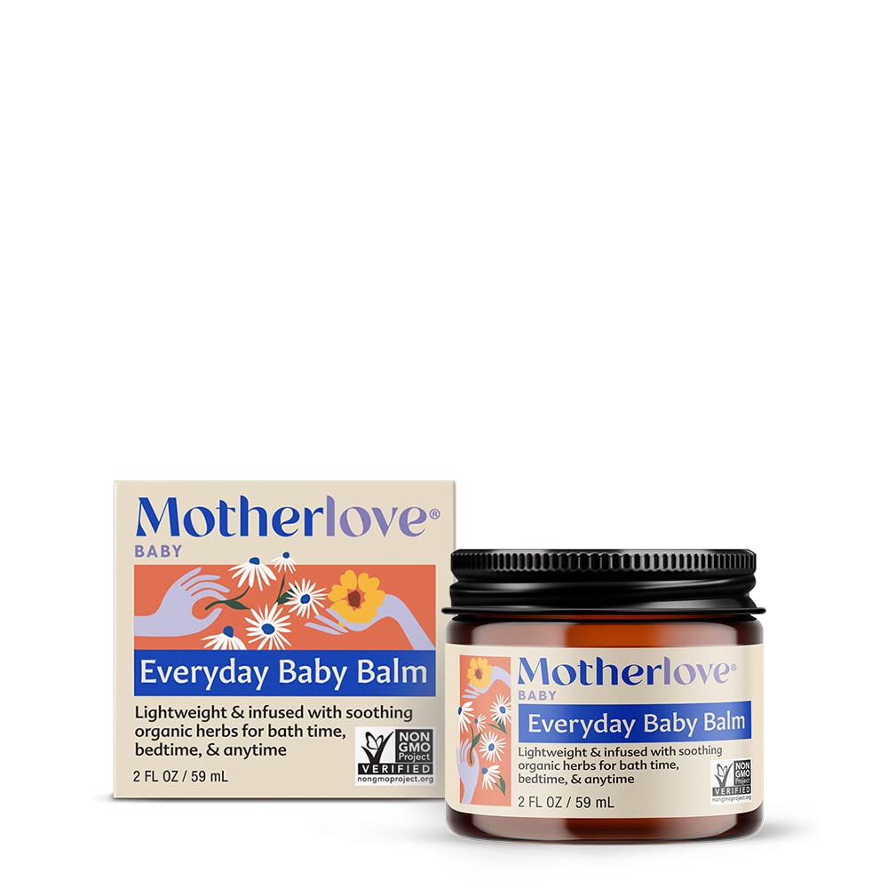 Motherlove Everyday Baby Balm 2oz jar, gentle moisturizer for dry baby skin.