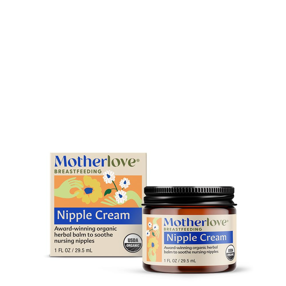 Motherlove Nipple Cream bottle shown for unscented nursing comfort.