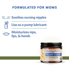 Un scented Motherlove Nipple Cream close-up highlighting gentle formula for nursing.