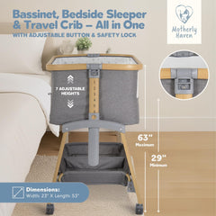 Motherly Haven bassinet breathable mesh closeup highlights airy design for baby comfort.