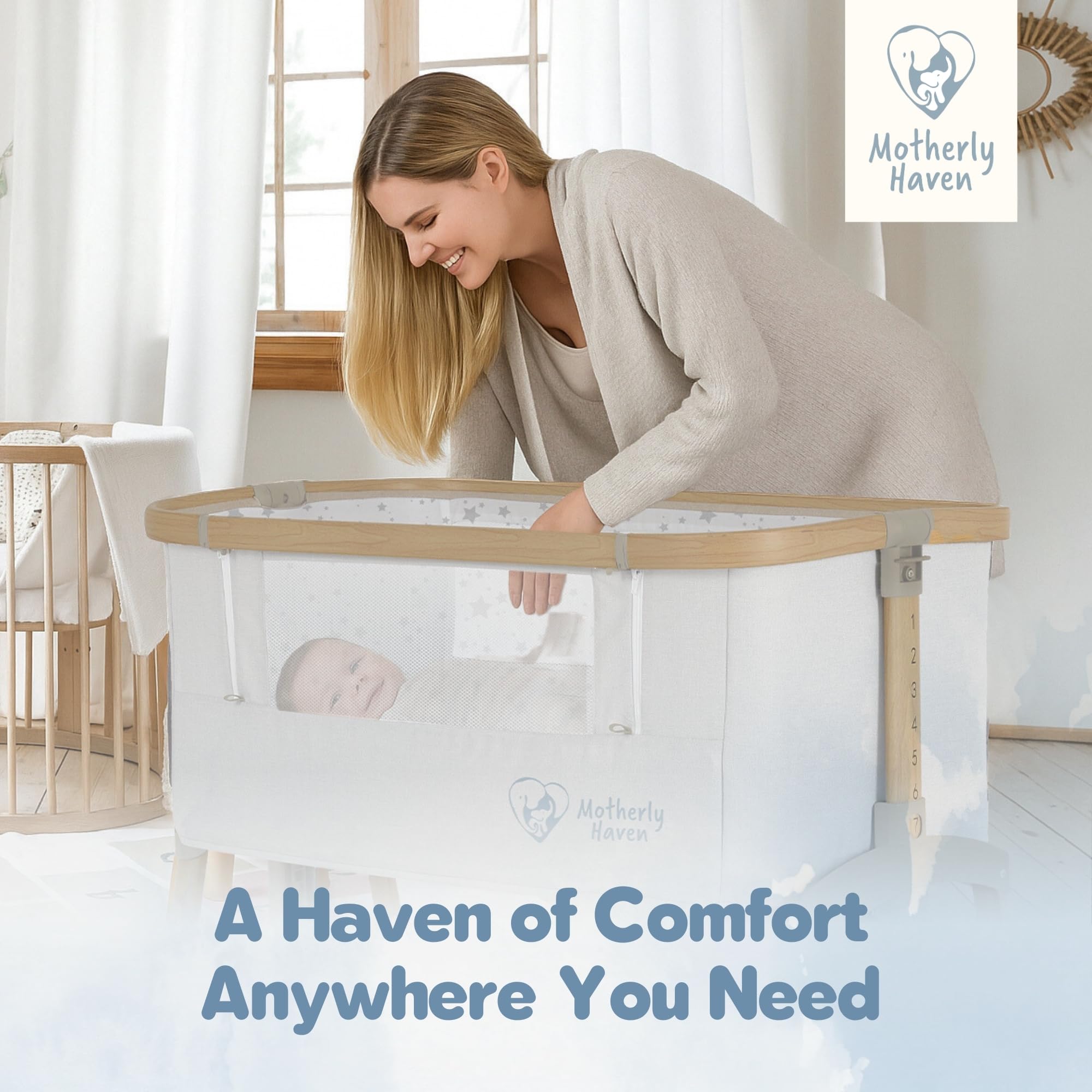 Motherly Haven foldable bassinet is lightweight and travel friendly for busy families