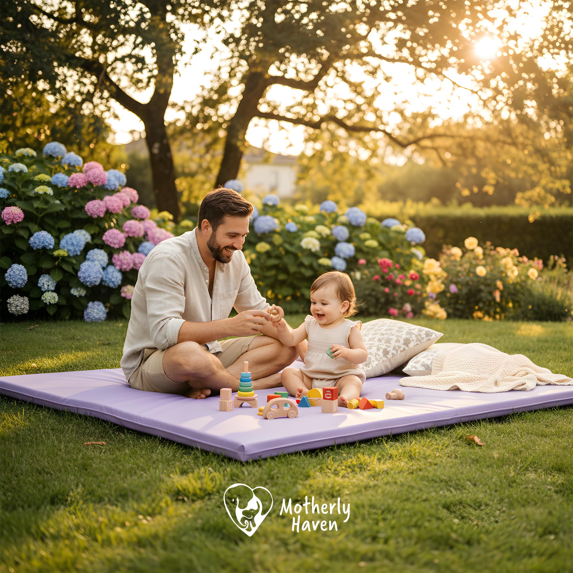 Motherly Haven cover creates clean play space at home or on the go.
