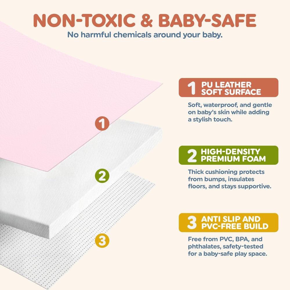 Motherly Haven durable, non-toxic fabric protects your mat while staying soft.