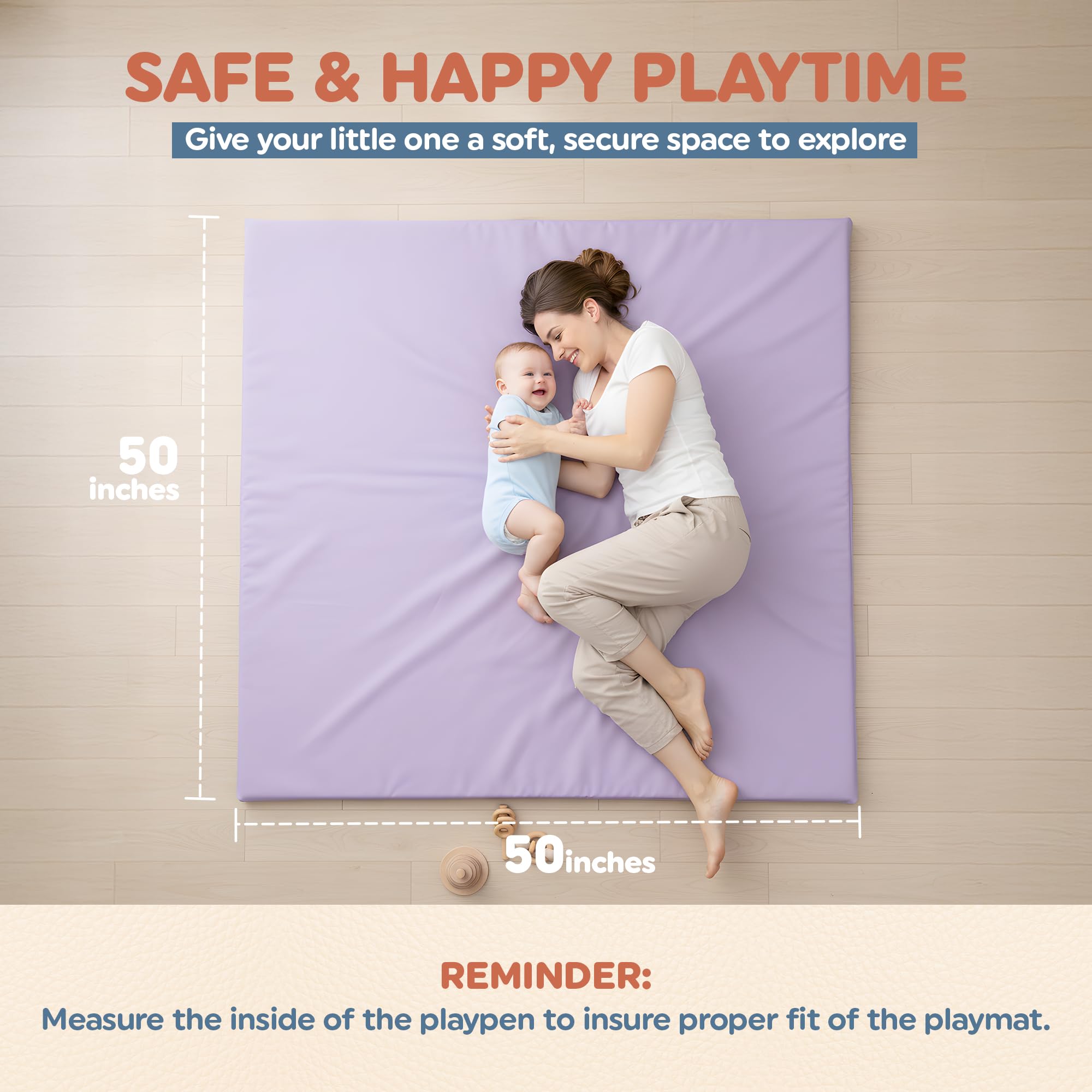 Motherly Haven Play Mat Cover purple fabric texture, extra softness for baby's playtime.