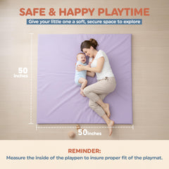 Motherly Haven Play Mat Cover purple fabric texture, extra softness for baby's playtime.