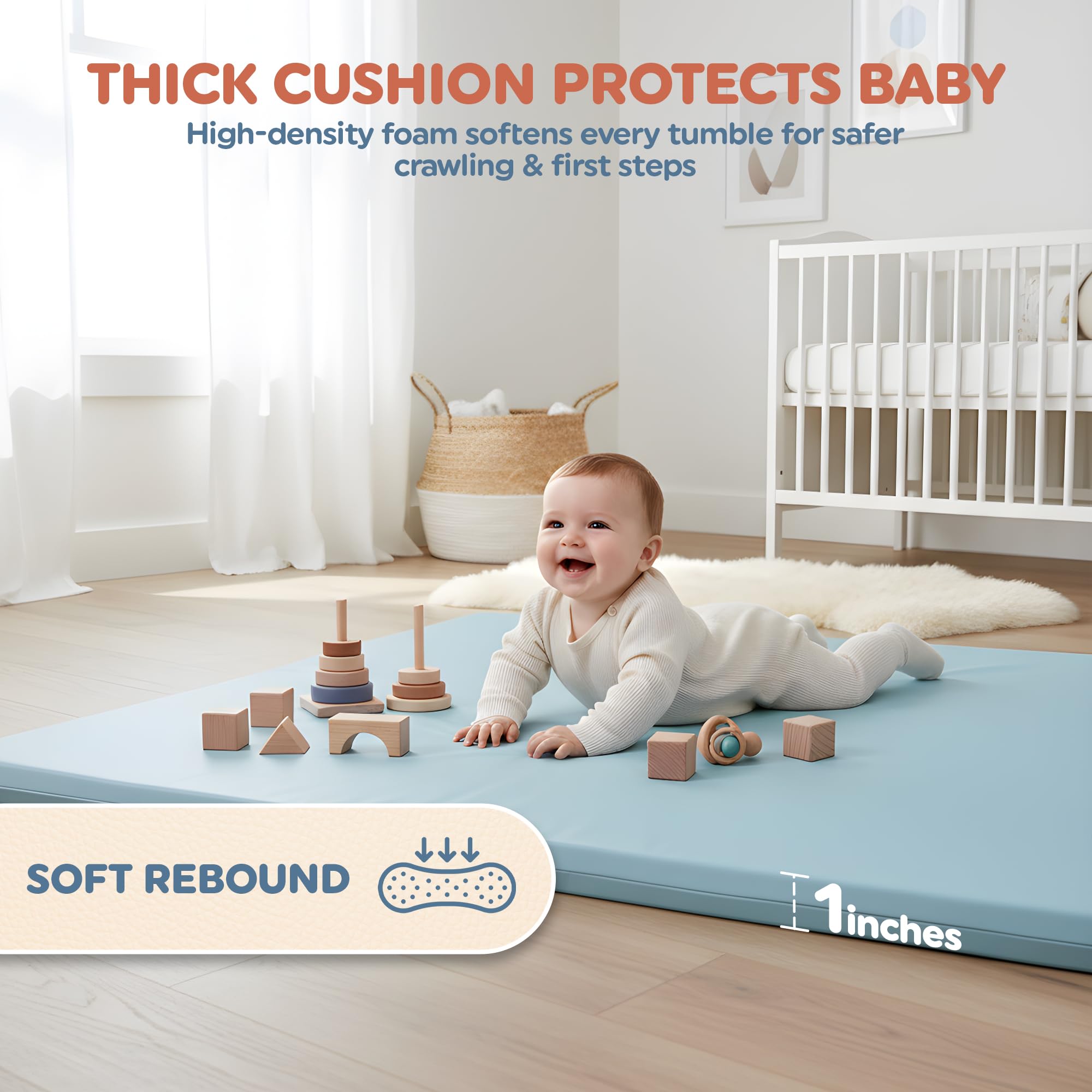 Motherly Haven soft non-toxic fabric protects the mat during play