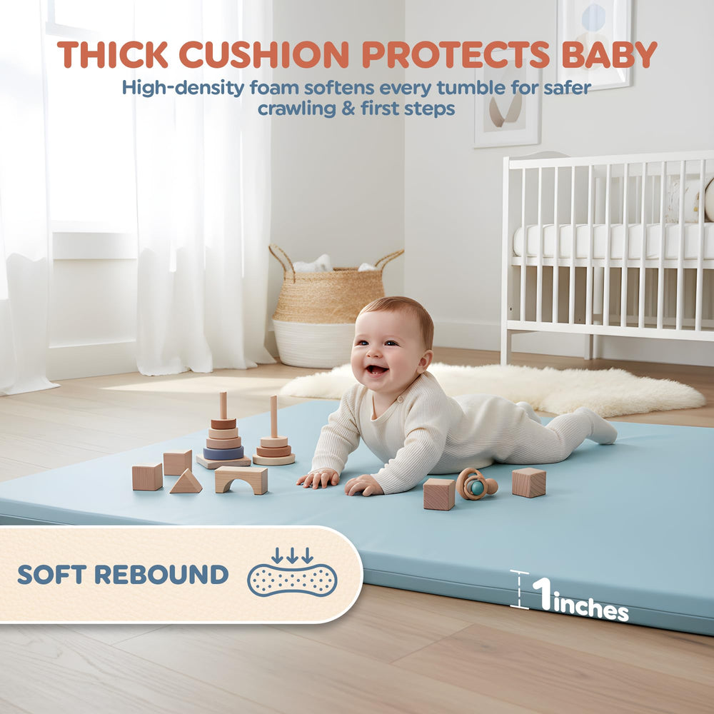Motherly Haven soft non-toxic fabric protects the mat during play