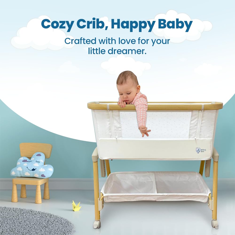 Motherly Haven under-bed storage keeps essentials within arm's reach.