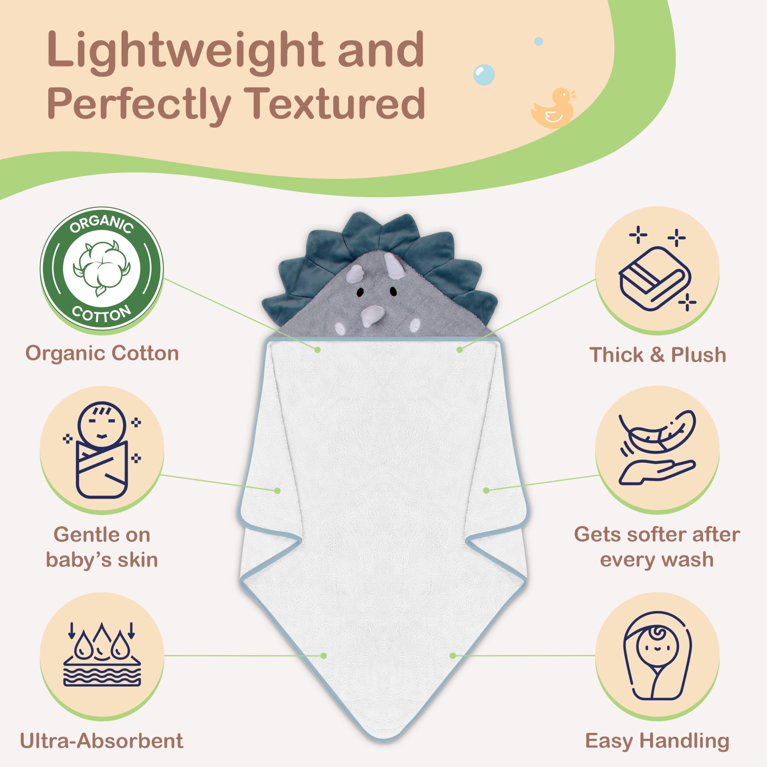 Mother's Choice hooded towel 33x33 inch full size laid out
