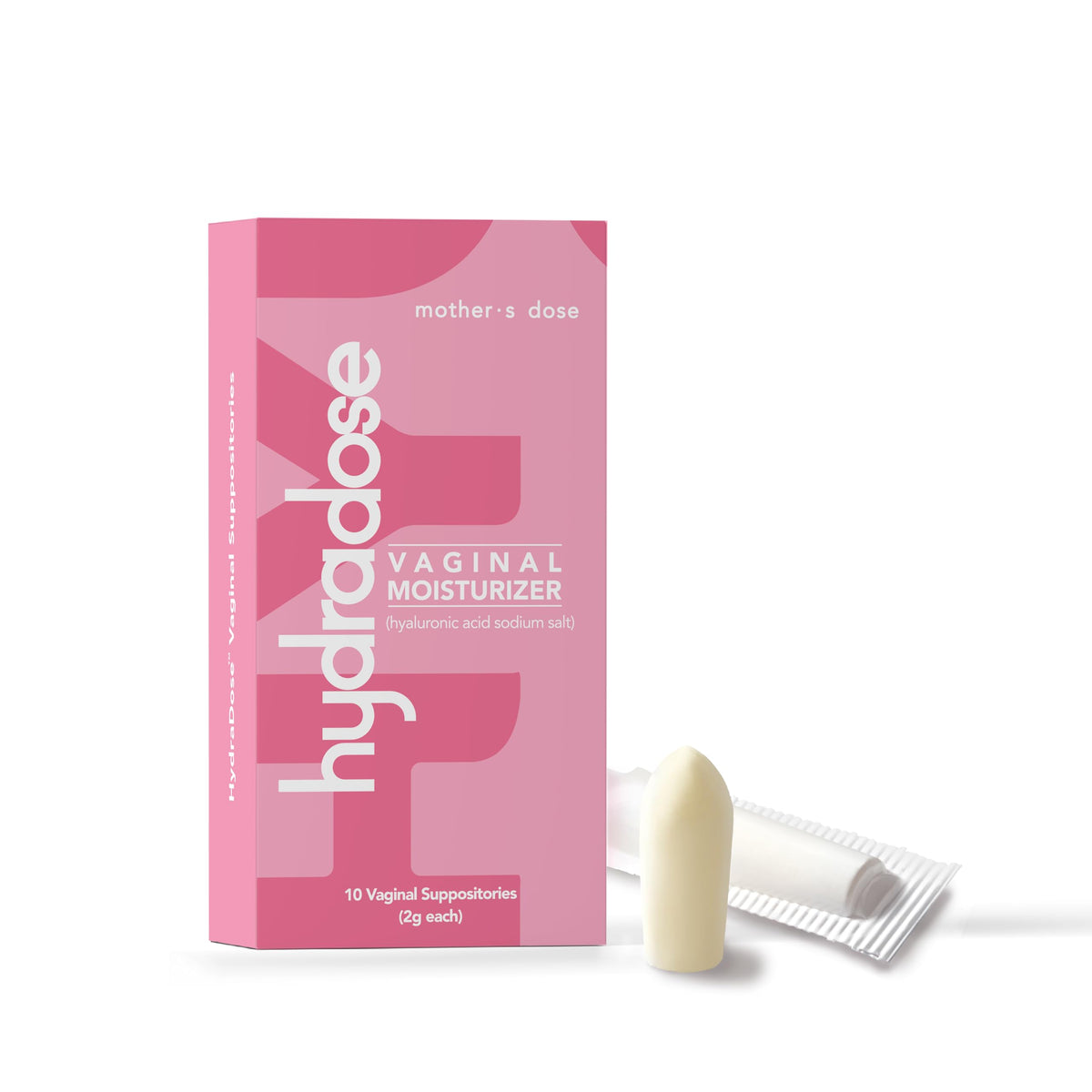 Mother's Dose box front view showing a hormone-free vaginal hydration solution.