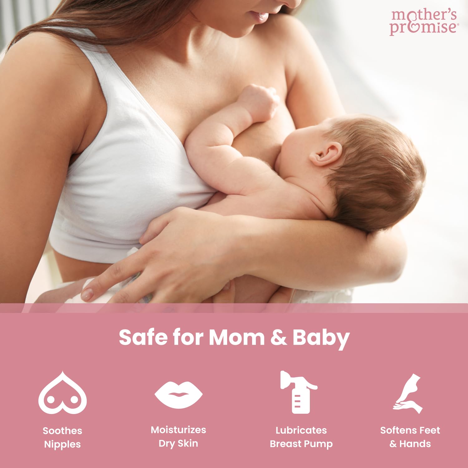Mother's Promise lanolin-free nipple balm safe for mom and baby
