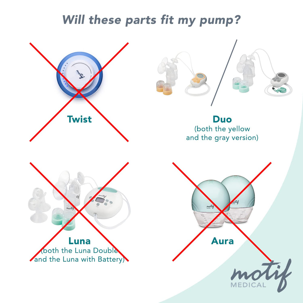 Motif Medical Duo flange portrait, compatible with busy moms on the go.
