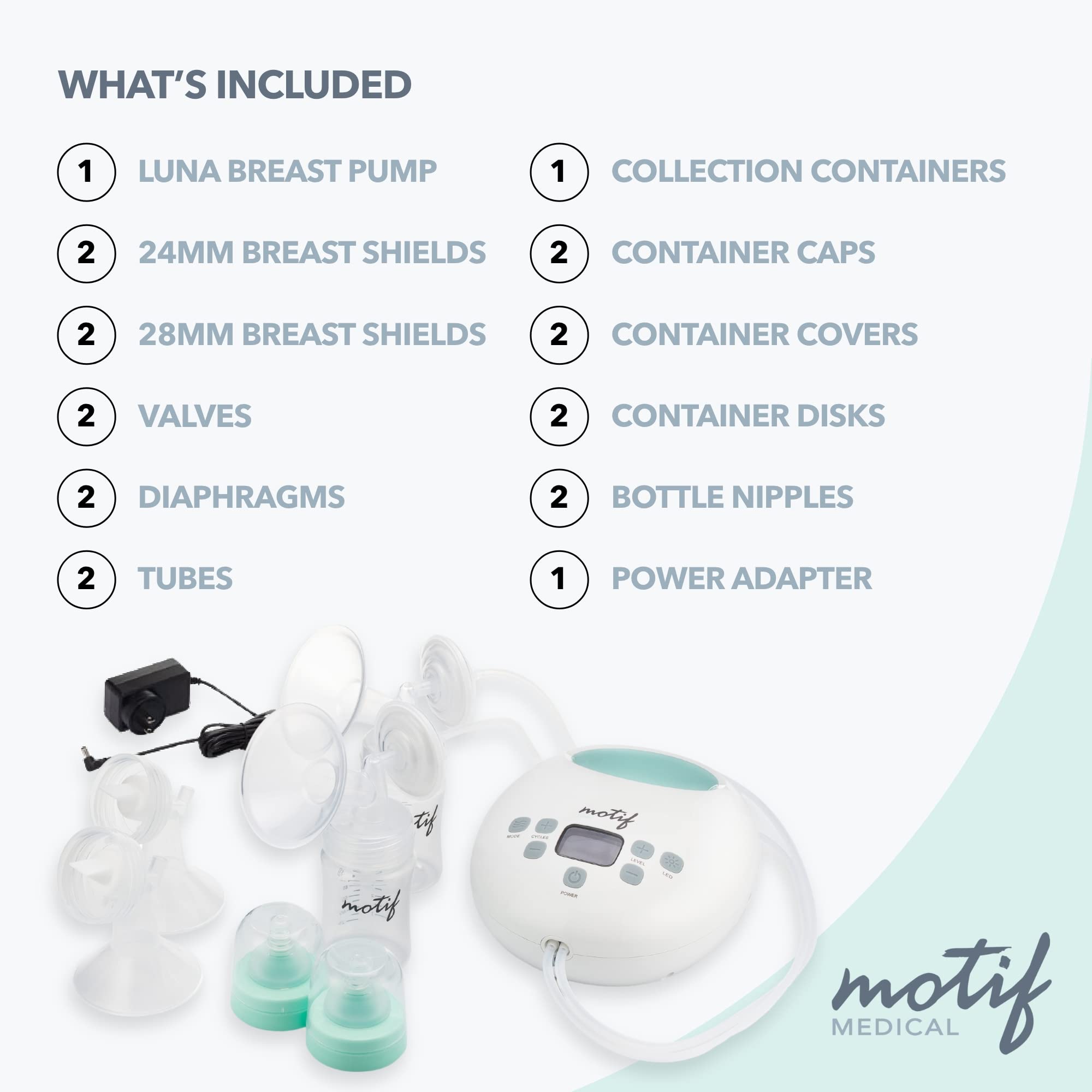 Motif Medical Luna built-in LED light for night-time pumping