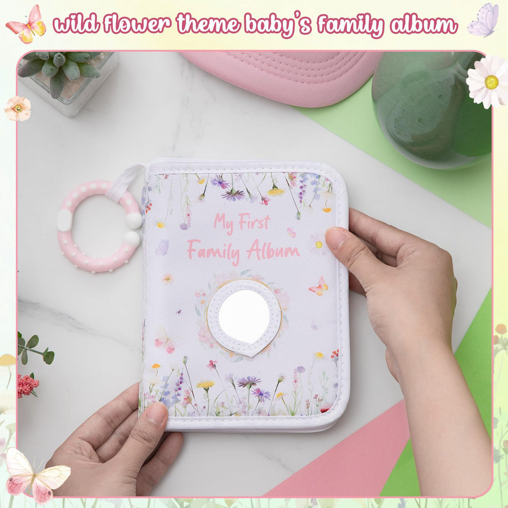 Motiskyy baby photo book showing safety mirror on cover increases visual engagement.