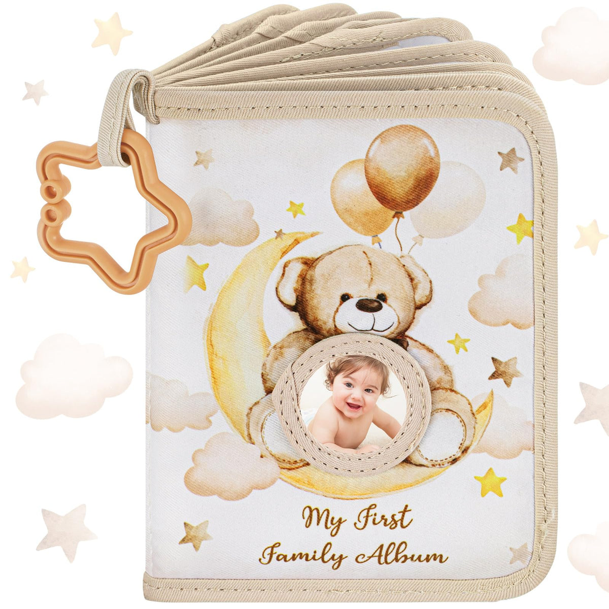 Motiskyy bear-themed album cover with safety mirror for interactive baby moments.