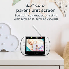 Remote pan-tilt-zoom on Motorola MBP36S-2 enables flexible viewing.