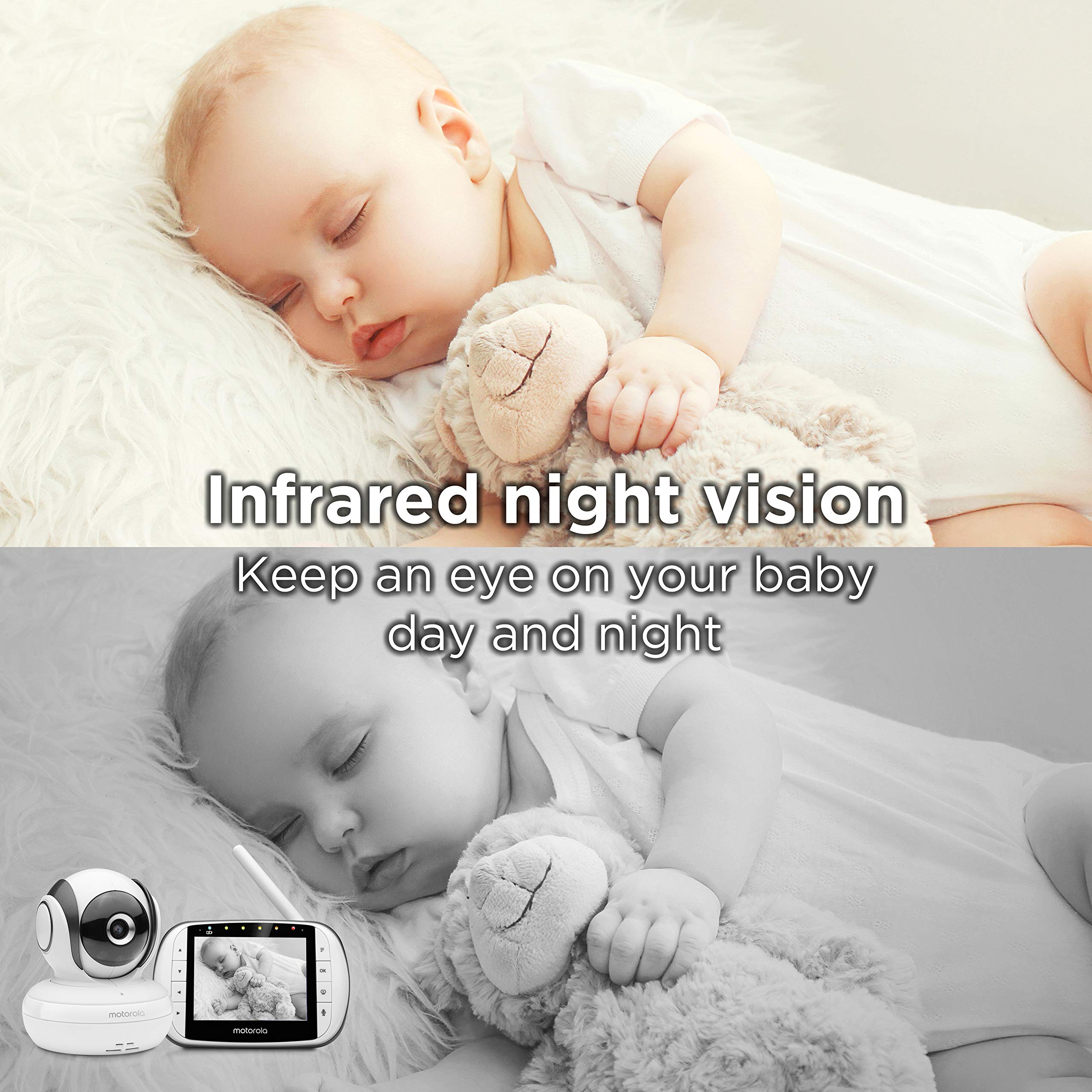 Two-way audio on MBP36S-2 enables talking with baby.