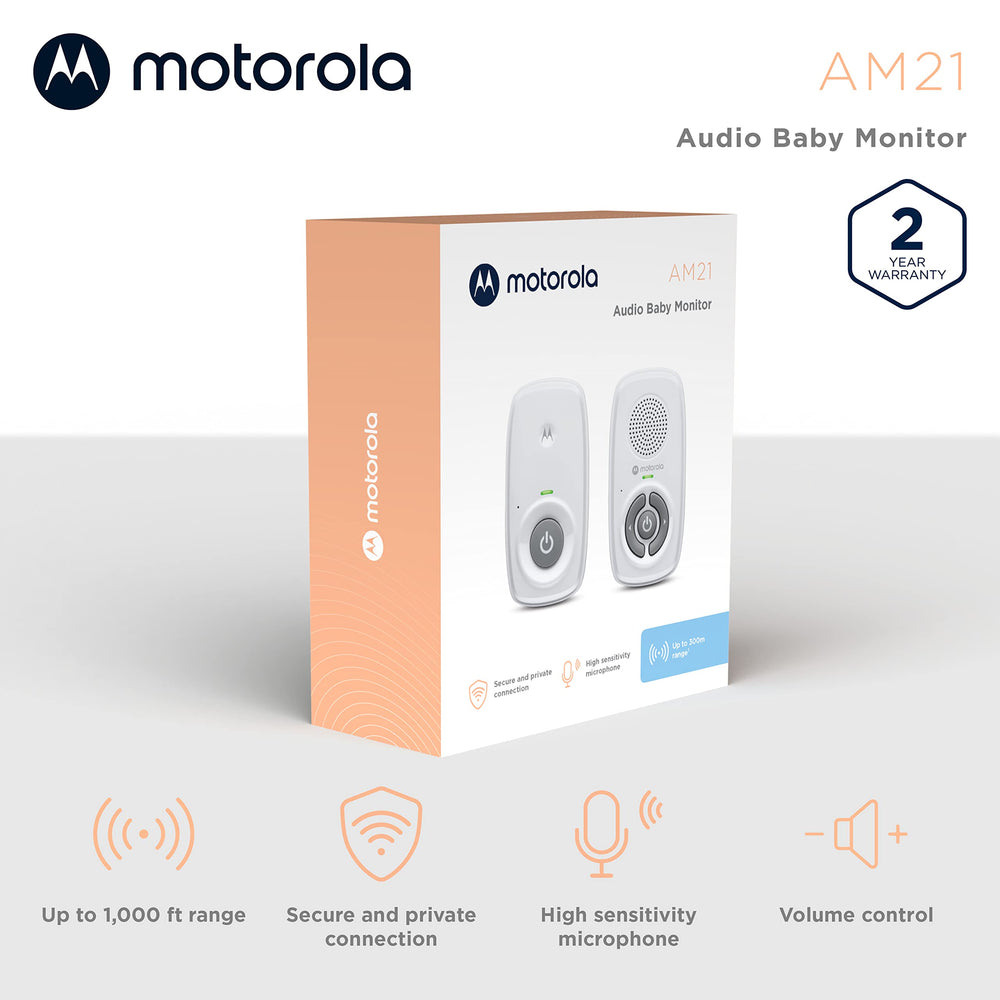 Motorola Nursery AM21 baby unit ready for room-to-room listening