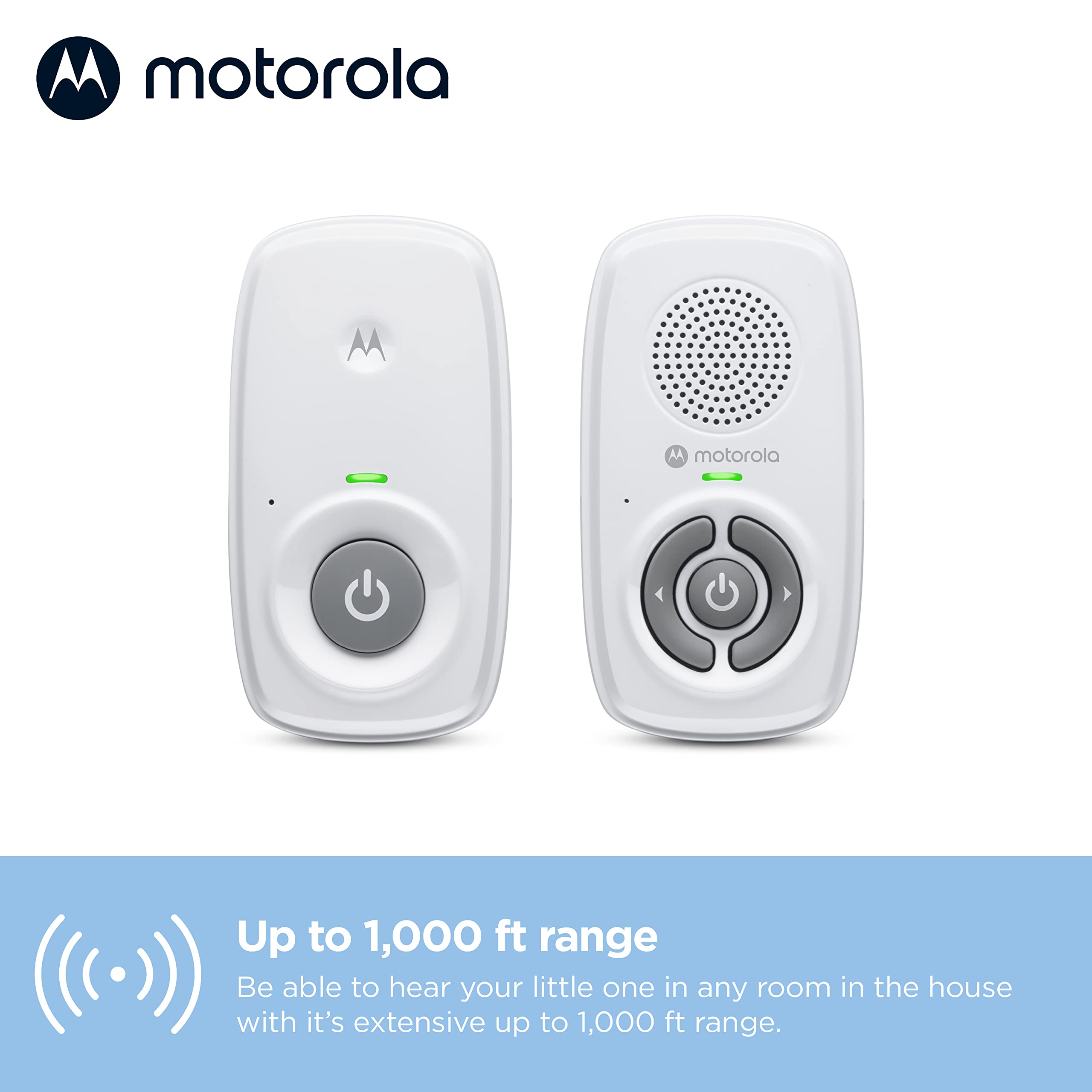 Motorola Nursery AM21 portable parent unit held for on-the-go monitoring